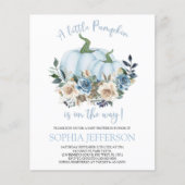 バジェットブルーパンプキンベビーシャワー招待状 (正面)