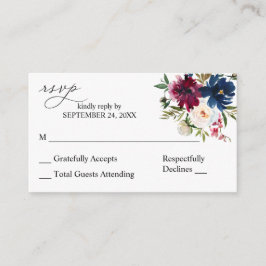 バジェットブルーパープル&ホワイトフローラ2SM No Meal RSVP エンクロージャーカード