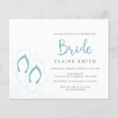 バジェットブルービーチサンダルビーチブライダルシャワー招待状 (正面)