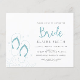 バジェットブルービーチサンダルビーチブライダルシャワー招待状