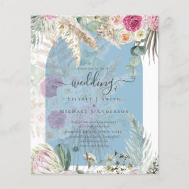 バジェットブルーピンクフローラパンパスグラス結婚ズ チラシ