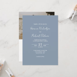 バジェットブルーフォトQRコードRSVP 結婚's 招待状