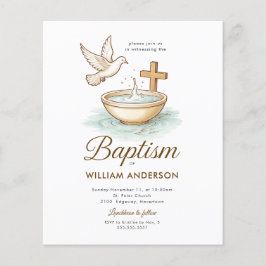 バジェットブルーフローラクロスバプテスマ招待状