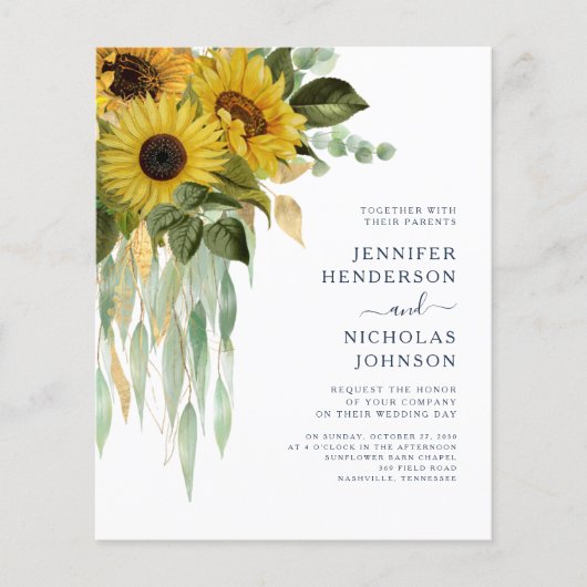 バジェットブルーフローラサンフラワーユーカリ結婚ス (正面)