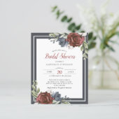 バジェットブルーフローラダークムーディブライダルシャワーフライヤー (スタンド正面)