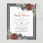 バジェットブルーフローラダークムーディブライダルシャワーフライヤー (正面)