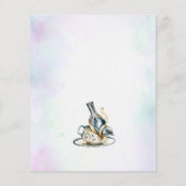 バジェットブルーフローラティーパーティーブライダルシャワーの招待 (裏面)