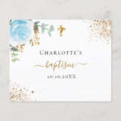 バジェットブルーフローラユーカリ洗礼RSVP (裏面)