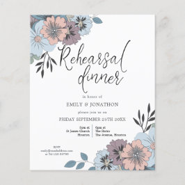 バジェットブルーフローラリハーサルディナー招待状