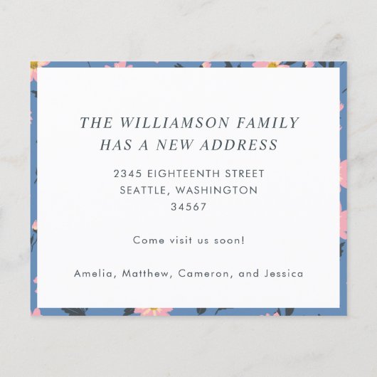 バジェットブルーフローラ我々は新しいホームムービングカードを移動 (裏面)