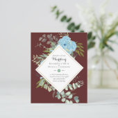 バジェットブルーフローラ結婚式招待状ユーカリ (スタンド正面)