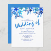 バジェットブルーフローラ結婚式招待状 (正面/裏面)