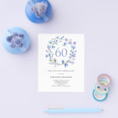 バジェットブルーフローラ60th誕生日招待状 チラシ (シングル)