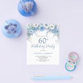 バジェットブルーフローラ60th誕生日招待状 チラシ (シングル)