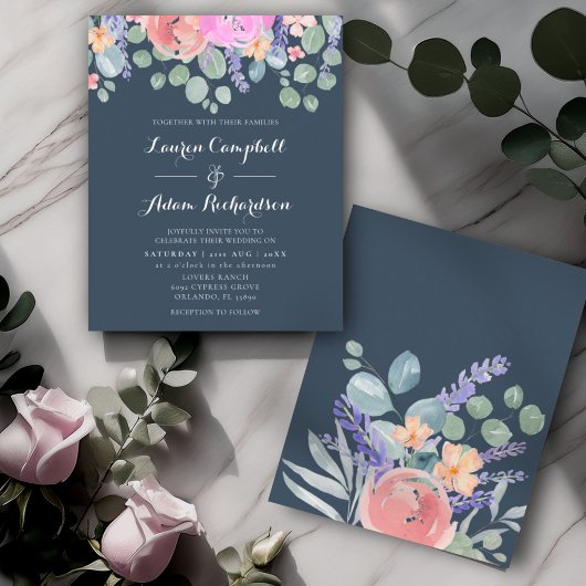 バジェットブルーフローラ&ユーカリ水結婚色の