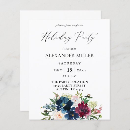 バジェットブルーブルゴーニュ&ホワイトフローラホリデーパーティー (正面/裏面)