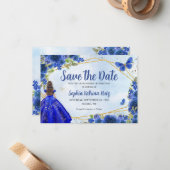 バジェットブループリンセスキンセアニラ日付を保存 ノートカード (正面/裏面インサイチュ)