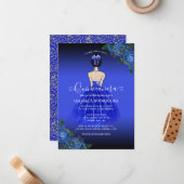 バジェットブループリンセス金ゴールドキンセアニラ招待状 ノートカード (正面/裏面インサイチュ)