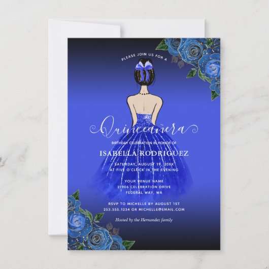 バジェットブループリンセス金ゴールドキンセアニラ招待状 ノートカード (正面)