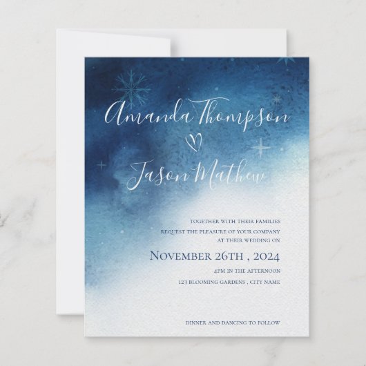 バジェットブルーホワイトお洒落スノーフレーク結婚ズ (正面)