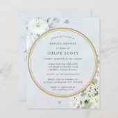 バジェットブルーホワイトフローラブライダルシャワー招待 (正面/裏面)