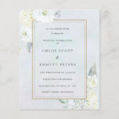 バジェットブルーホワイトフローラ結婚式招待状 (正面)