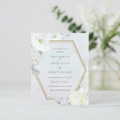 バジェットブルーホワイトフローラ結婚式招待状 (スタンド正面)