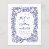 バジェットブルーホワイトワイルドフラワーバード結婚スケッチ (正面)