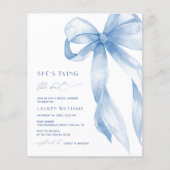 バジェットブルーボウ彼女は結び目ブライダルシャワー チラシ (正面)