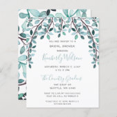 バジェットブルーボタニカルブライダルシャワー招待 (正面/裏面)