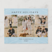 バジェットブルーボタニカル5フォトコラージホリデーカード (正面)