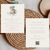 バジェットブルーボーイテディベアQRコードベビーシャワー