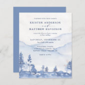 バジェットブルーマウンテンウォーターカラー結婚式招待状 (正面/裏面)