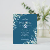 バジェットブルーモダンリーフ結婚式招待状 (スタンド正面)