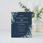 バジェットブルーモダンリーフ結婚式招待状 (スタンド正面)