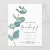 バジェットブルーユーカリQRコード結婚式招待状 (正面)