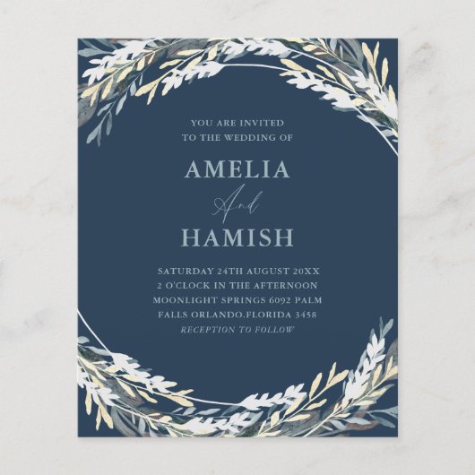 バジェットブルー冬の水の色の葉結婚の (正面)