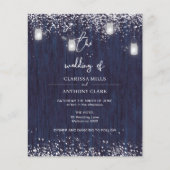 バジェットブルー素朴メイソンジャー結婚式招待状 (正面)