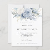 バジェットブルー花模様退職パーティの招待状 (正面)