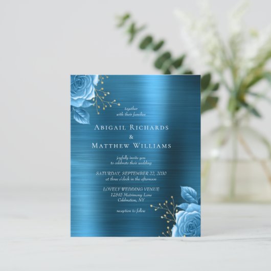 バジェットブルー金ゴールドフローラティール（緑がかった色）ブラッシュメタル結婚ズ (スタンド正面)