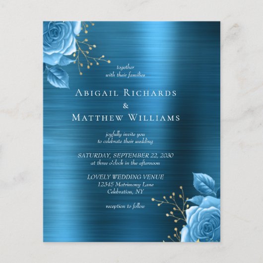 バジェットブルー金ゴールドフローラティール（緑がかった色）ブラッシュメタル結婚ズ (正面)