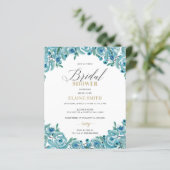 バジェットブルー金ゴールドフローラブライダルシャワー招待 (スタンド正面)