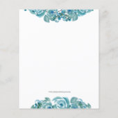 バジェットブルー金ゴールドフローラブライダルシャワー招待 (裏面)