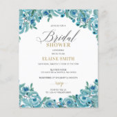 バジェットブルー金ゴールドフローラブライダルシャワー招待 (正面)