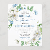 バジェットブルー&ホワイトブライダルシャワー招待状 (正面)