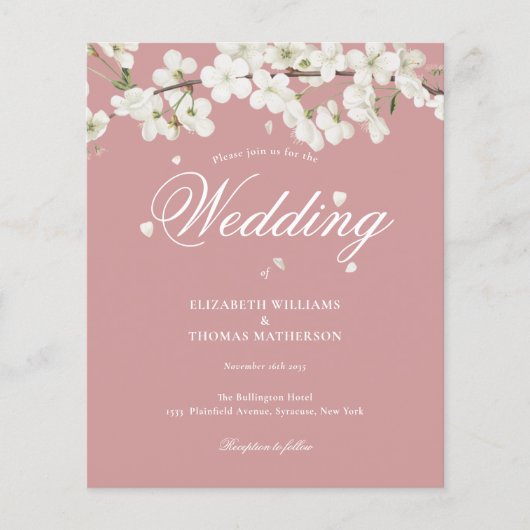 バジェットブロッサムダスティバラ結婚式招待状 (正面)