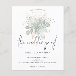 バジェットブロージセージグリーン金ゴールド結婚式招待状