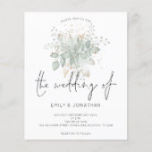 バジェットブロージセージグリーン金ゴールド結婚式招待状 (正面)