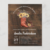 バジェットブーツとバブリーのブライダルシャワーの招待状 (正面)