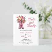 バジェットブーツアンドバブルピンクブライダルシャワー招待状 (スタンド正面)